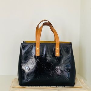 Louis Vuitton Vernis lead PM black satchel bag MM